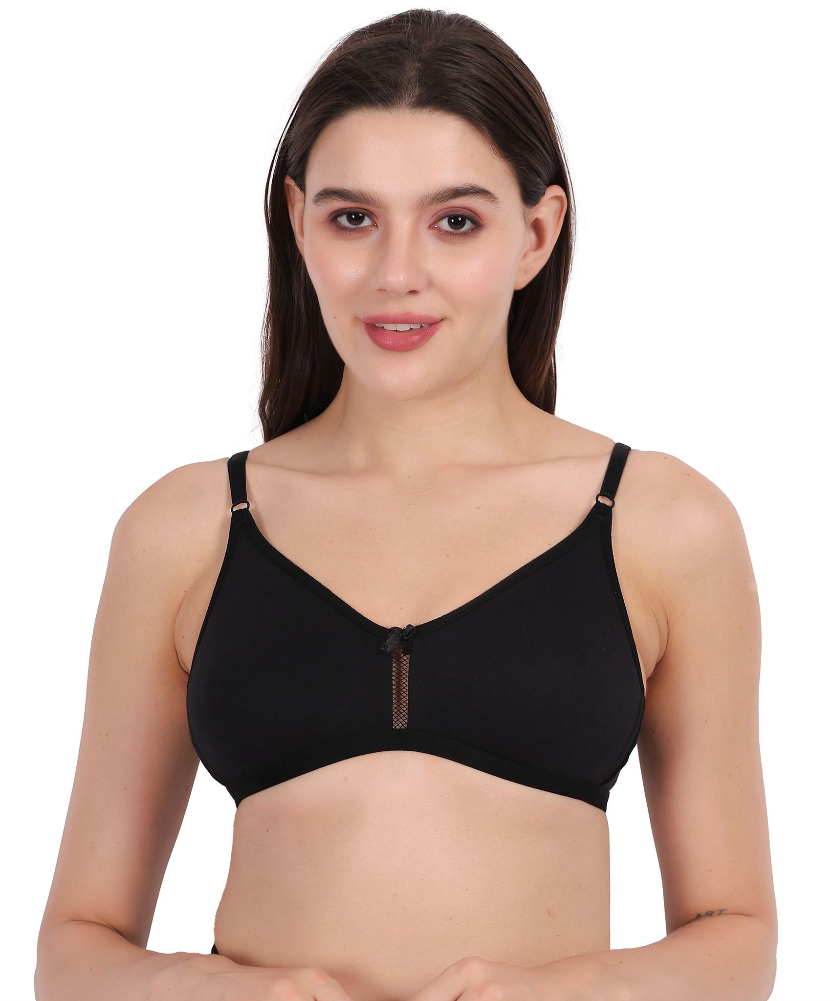 WAONY Women's Seamless Non-Wired T-Shirt Bra – Full Coverage Cotton Blend Comfort Bra with Mesh Detailing & Adjustable Straps