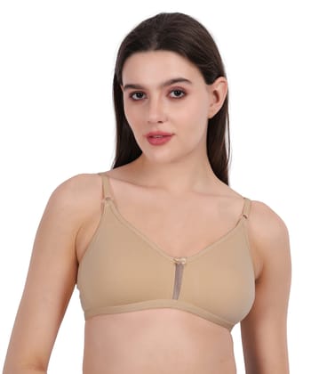 WAONY Women's Seamless Non-Wired T-Shirt Bra – Full Coverage Cotton Blend Comfort Bra with Mesh Detailing & Adjustable Straps