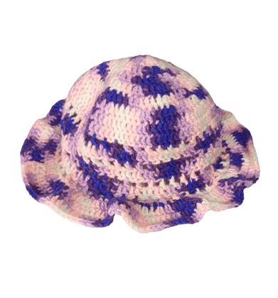 Handmade Crochet Bucket Hat – Multicolor (Purple & Pastel Shades)