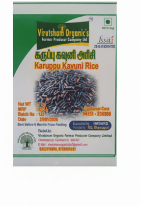 Virutsham Organic's Karuppu Kavuni Black Rice, 100% Veg, 1kg