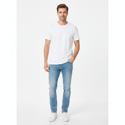 Men's Classic White Crew-Neck Cotton T-Shirt