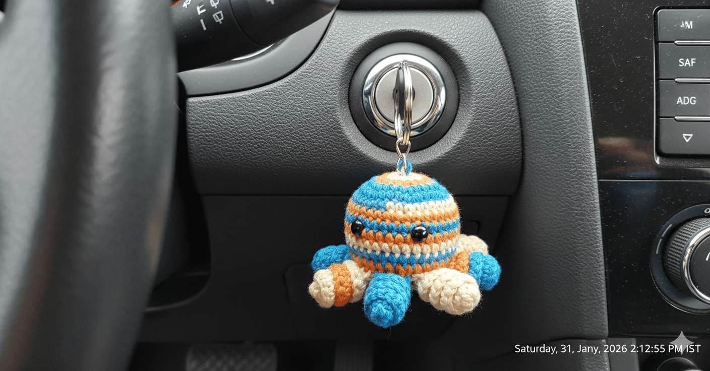Vibrant Crochet Handmade Keychain with Colorful Ornaments