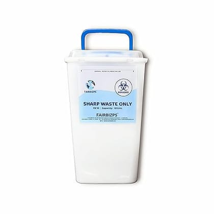 FAIRBIZPS Bio-Medical Sharps Container with Puncture Proof for Needles, Glass Waste and Metallic Implants-Capacity 10 LTR. FAIRBIZPS Bio-Medical Sharps Container with Puncture Proof for Needles, Glass Waste and Metallic Implants-Capacity 10 LTR.