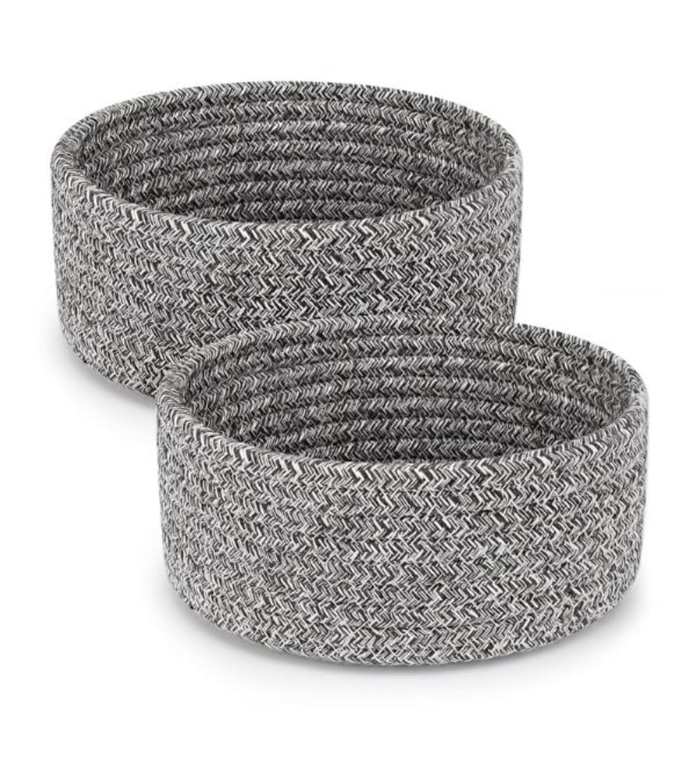 Generic Cotton 8x3 Inch Kidi Round 2 Set Bedside Organizer With Out Lid (Black)-PID66366