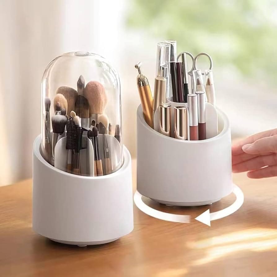 GLOWSERIE Clear-Lid Cosmetic Brush Storage Carousel
