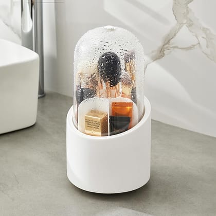 GLOWSERIE Rotatable Makeup Brush Storage Stand with Lid