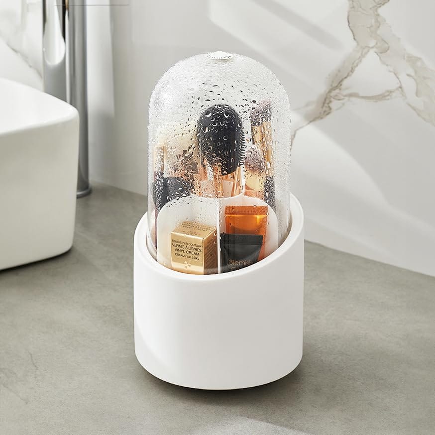 GLOWSERIE Rotatable Makeup Brush Storage Stand with Lid