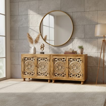 Solid Wood Sideboard Cabinet Furniture-Desk Cupboard