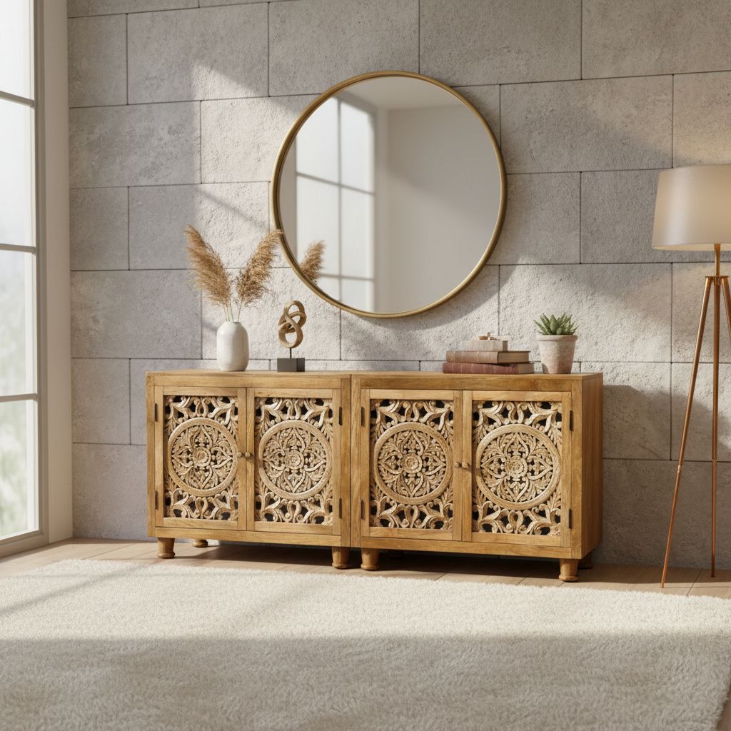 Solid Wood Sideboard Cabinet Furniture-Desk Cupboard