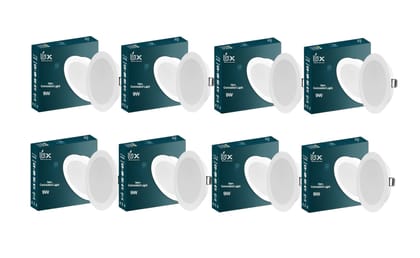  12 Watts Slim Round LED Ceiling concealed Down Light (Cool White) - Pack of 8