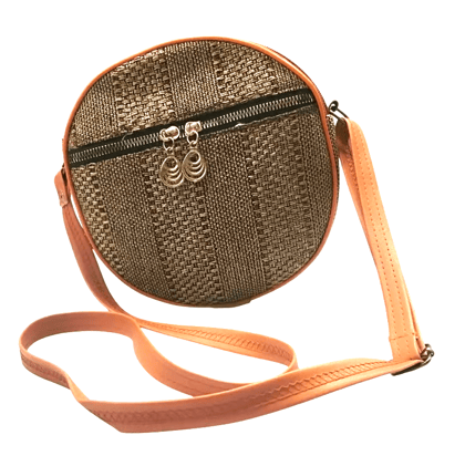 Round Rattan Straw Crossbody Bag with Adjustable Strap