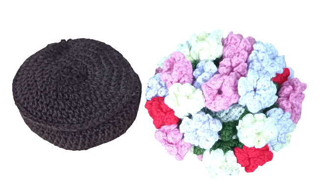 🌼 Handmade Crochet Floral Coaster Set with Holder (Set of 4)