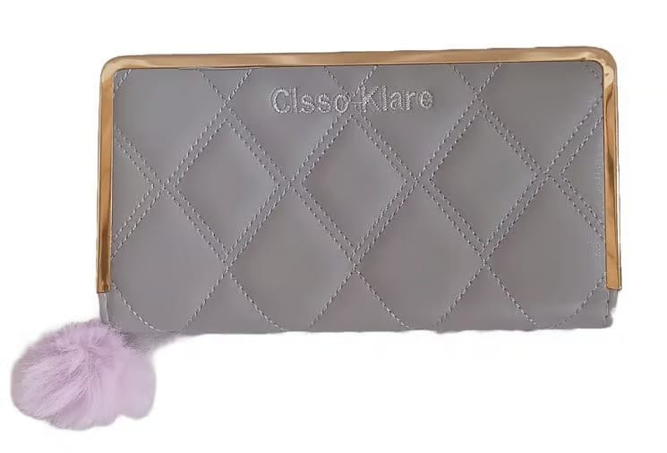 Grey Quilted Wallet - Elegant Clutch 