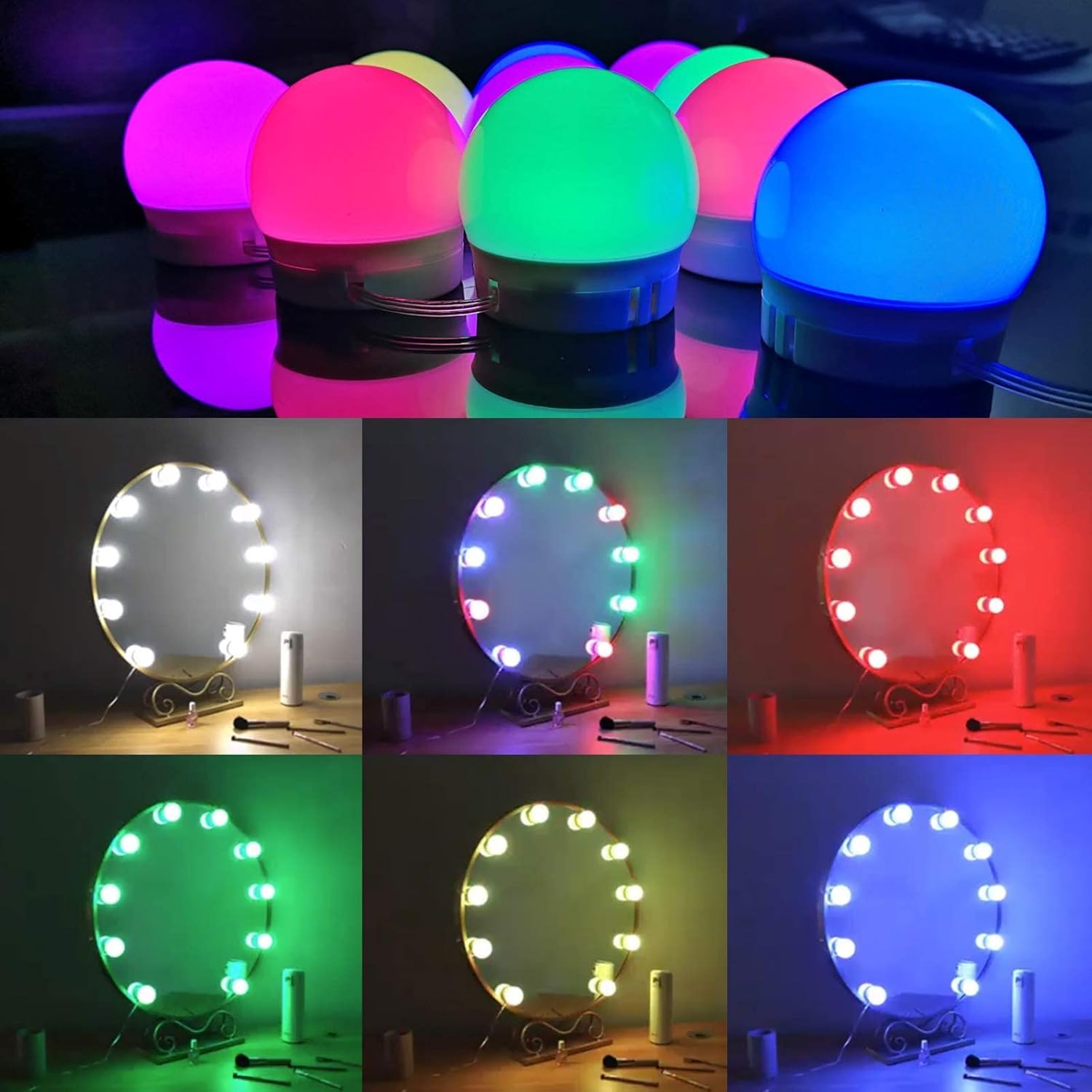  GLOWSERIE LED Vanity Mirror with Colorful Hollywood Lights