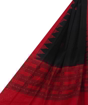 Black Red Sambalpuri Handwoven Single Ikat Cotton Dupatta SFCDUP2166