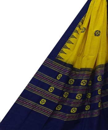 Yellow Black Sambalpuri Handwoven Single Ikat Cotton Dupatta SFCDUP2167