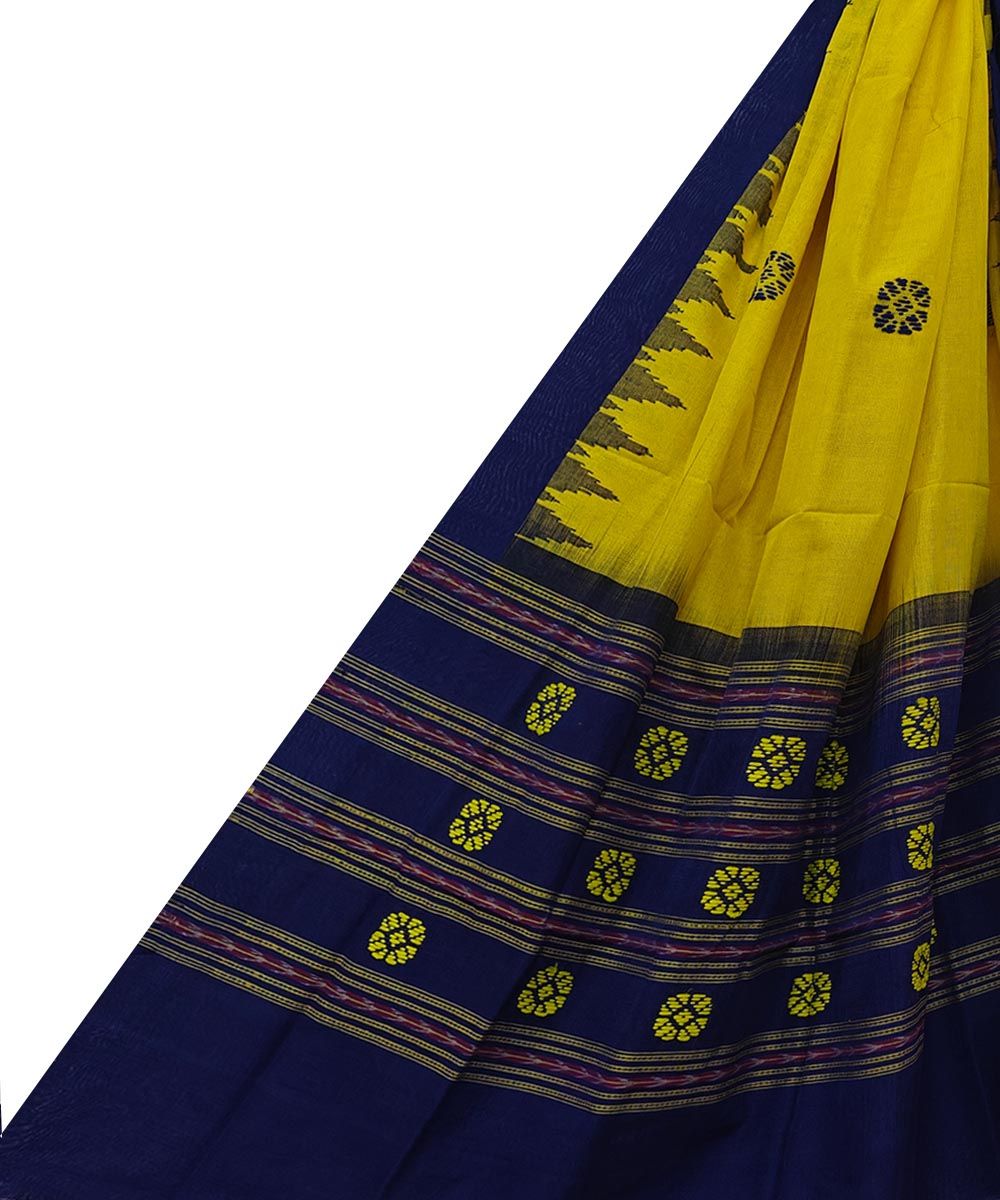 Yellow Black Sambalpuri Handwoven Single Ikat Cotton Dupatta SFCDUP2167