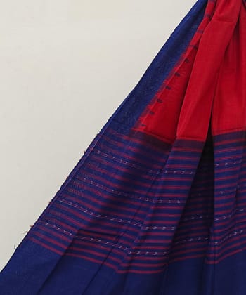 Red Blue Sambalpuri Handwoven Single Ikat Cotton Dupatta SFCDUP2169