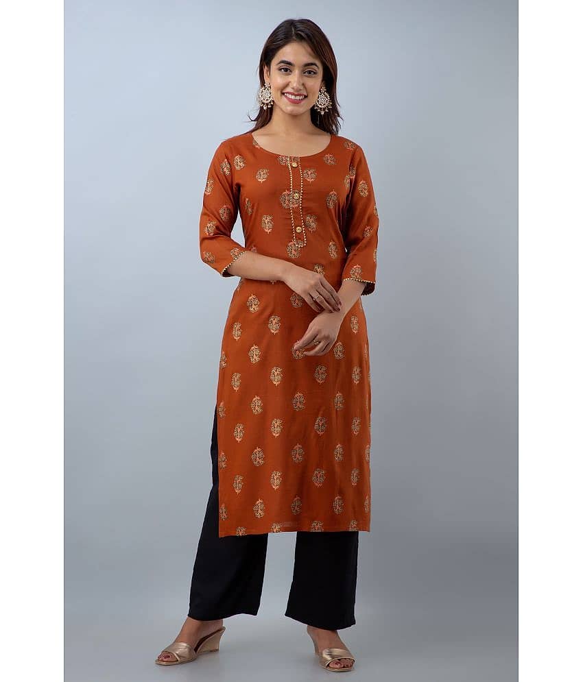 Doriya Brown Rayon Kurti With Palazzo - Stitched Suit