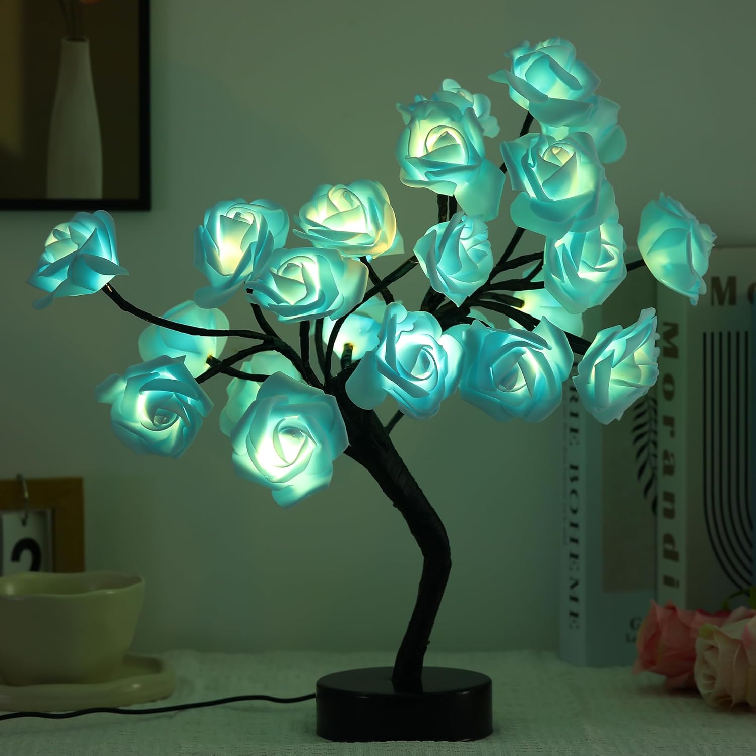 GLOWSERIE Glowing Artificial Rose Tree Lamp with Warm Ambient Light