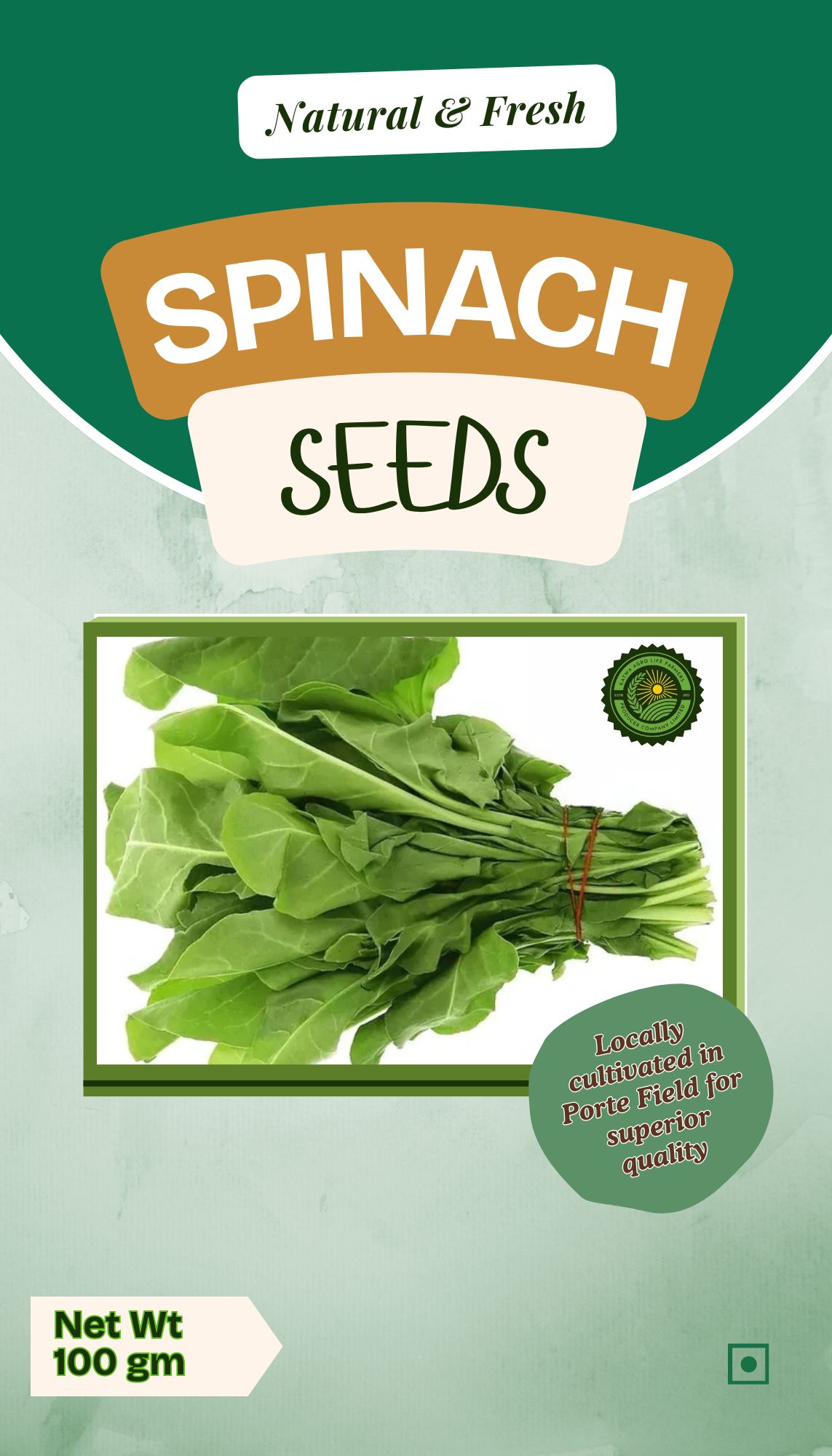 Premium Quality Spinach Seeds- 100gm