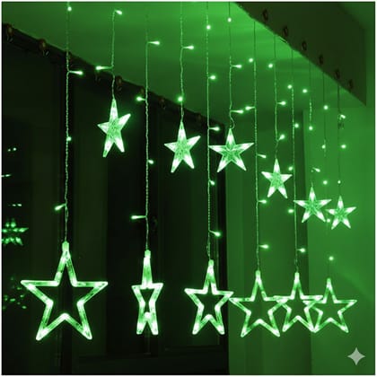 GLOWSERIE Green LED Star Curtain Hanging String Lights for Home, Wedding, Party, and Festival Decoration GLOWSERIE Green LED Star Curtain Hanging String Lights for Home, Wedding, Party, and Festival Decoration