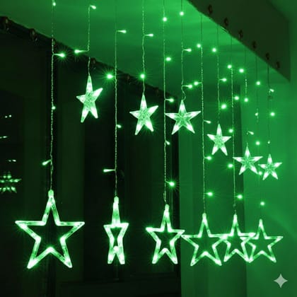 GLOWSERIE Premium Quality Green Star Shaped Hanging LED Lights for Christmas and Celebration Decor GLOWSERIE Premium Quality Green Star Shaped Hanging LED Lights for Christmas and Celebration Decor
