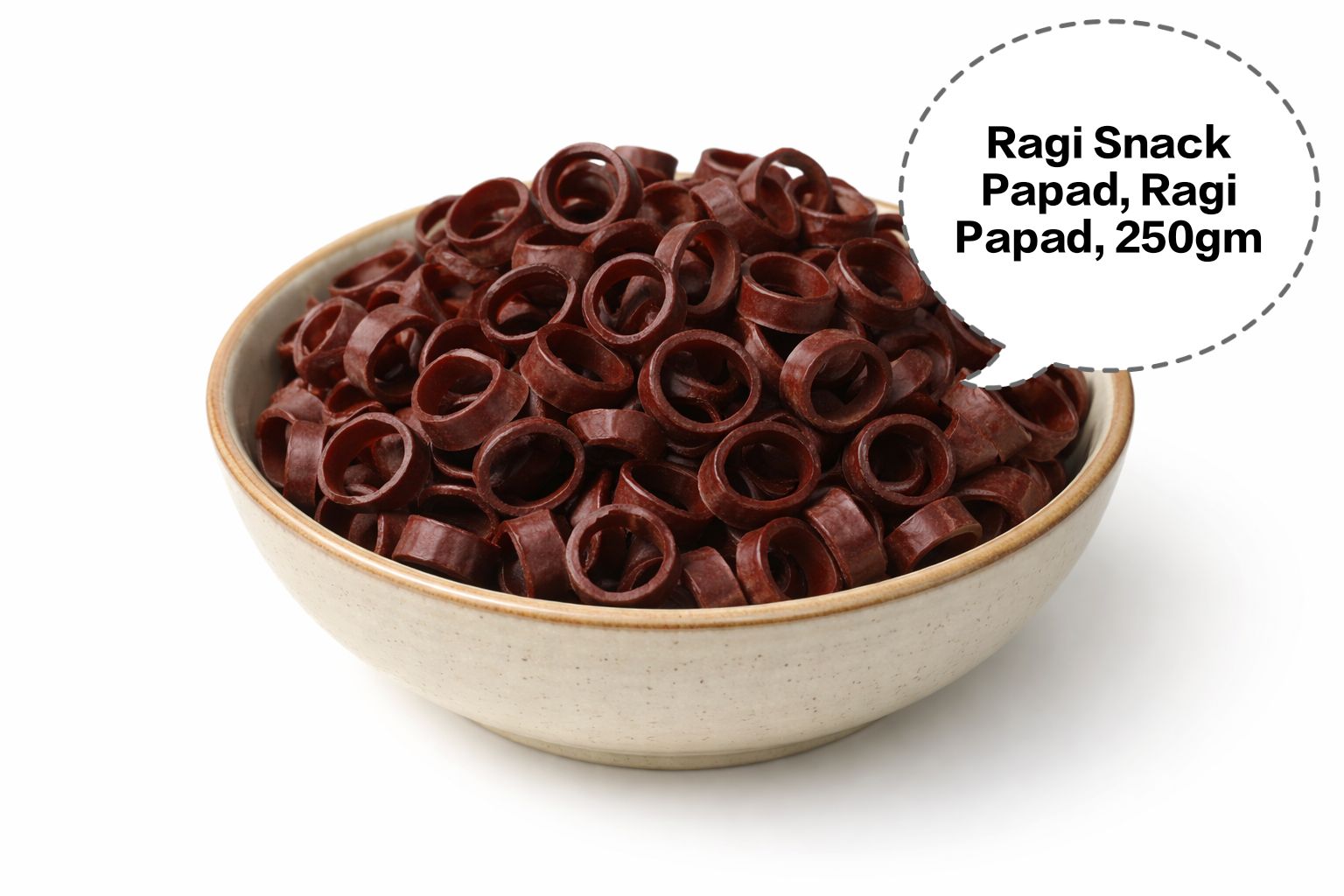 Ragi Snack Papad, Ragi Papad, Finger Millet Papad, Ragi Fryums, Millet Rings Papad 250gm