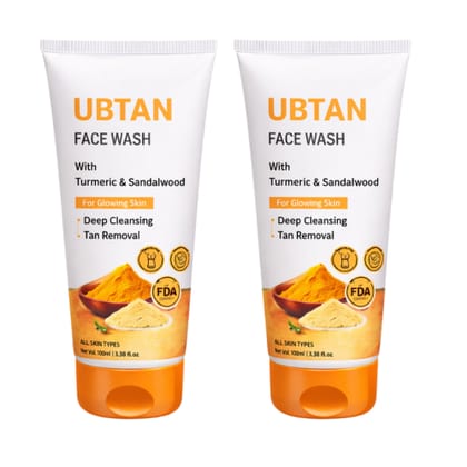 Ayurvedic Ubtan Face Wash (100ml each) – Glow-Boosting Cleanser with Turmeric & Sandalwood | Deep Pore Detox, Tan Removal & Skin Brightening Therapy for All Skin Types