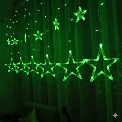 GLOWSERIE Decorative Star Shape LED Curtain Light Set for Indoor and Outdoor Ambiance Lighting