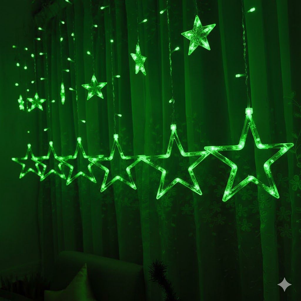 GLOWSERIE Decorative Star Shape LED Curtain Light Set for Indoor and Outdoor Ambiance Lighting