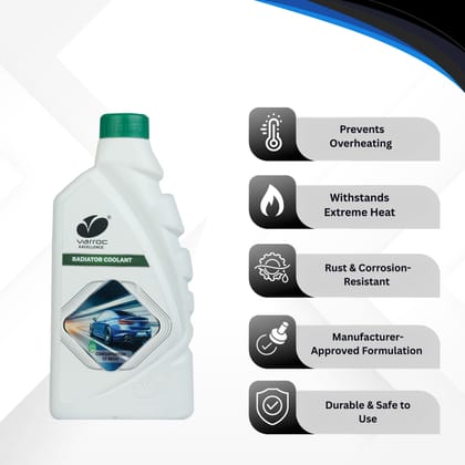 Varroc Car Radiator Coolant 1:7 Green Concentrate (1 L) | Engine Antifreeze for Petrol, Diesel & CNG Vehicles | Prevents Overheating & Corrosion | Heavy-Duty Cooling Performance