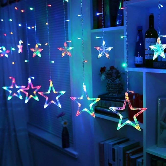 GLOWSERIE Color-Changing LED Star Garland Light Set with Vertical Hanging Strings for Backdrop, Birthday & Christmas Decor