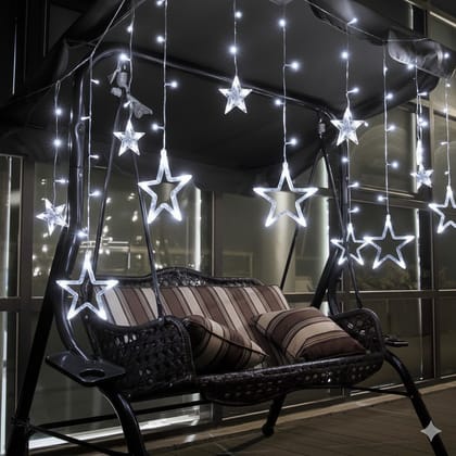 GLOWSERIE Premium Waterproof Star Shape LED Curtain Lights for Wall, Window, Balcony, Garden & Event Decoration GLOWSERIE Premium Waterproof Star Shape LED Curtain Lights for Wall, Window, Balcony, Garden & Event Decoration