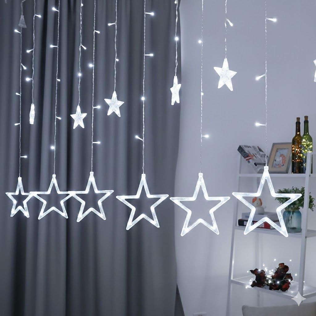GLOWSERIE Energy-Efficient Twinkle Star Hanging Light String with Multiple Lighting Modes for Bedroom, Kids Room & Romantic Decor
