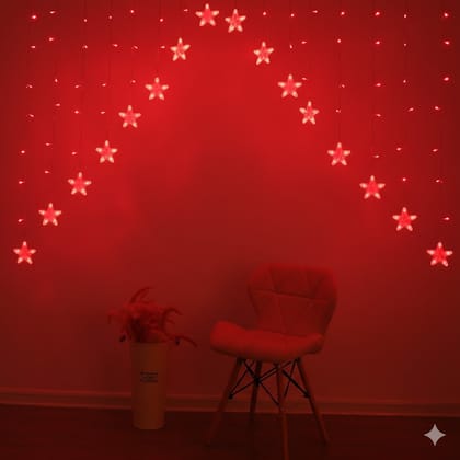 GLOWSERIE Star-Shaped LED Curtain Fairy Lights for Indoor Wall Décor, Bedroom Aesthetic & Festival Decoration