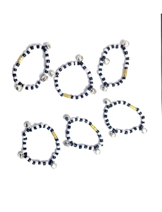 6 Pic Baby Plastic Elastic Ghungru Nazariya Beads Bracelet, 0-12 Months