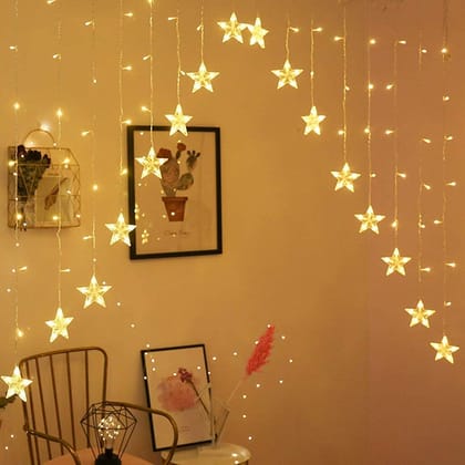 GLOWSERIE Hanging Star LED Curtain Lights for Home, Room & Party Decoration
