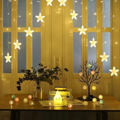GLOWSERIE Decorative Star Curtain String Lights for Living Room & Wall Décor