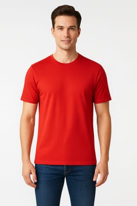 Arglex Essential Red Solid Cotton T-Shirt for Men | Regular Fit | Crew Neck | Half Sleeve