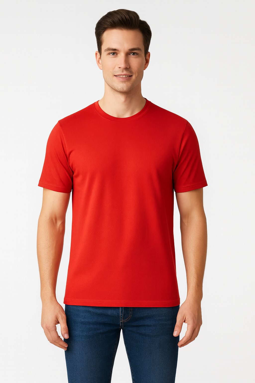 Arglex Essential Red Solid Cotton T-Shirt for Men | Regular Fit | Crew Neck | Half Sleeve