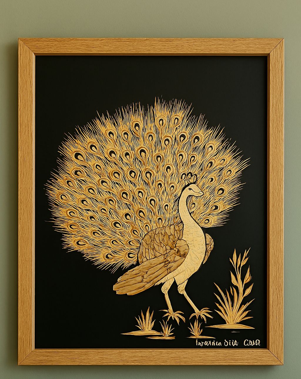 Golden Peacock Wall Art
