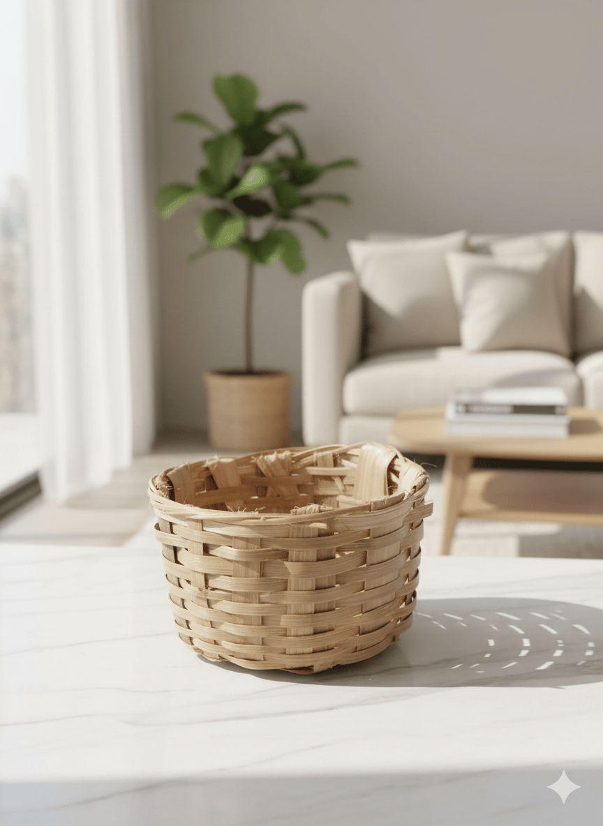 Woven Bamboo Basket for Home Decor and Storage