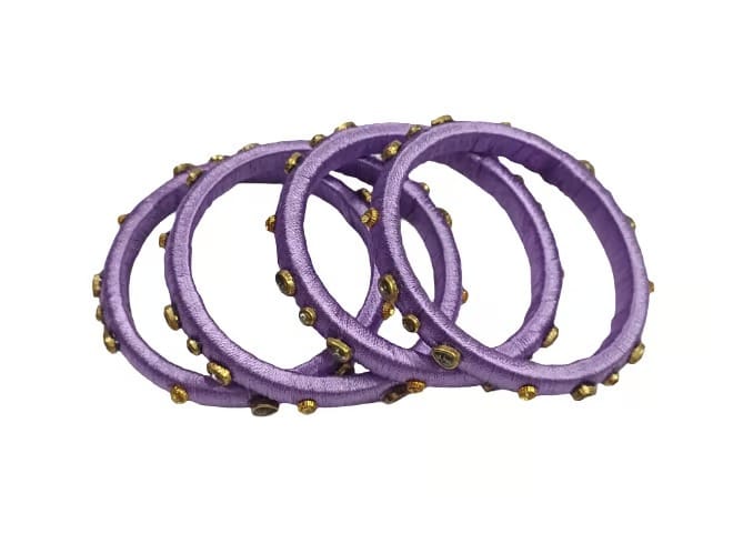 Silk Thread Bangles with Kundans