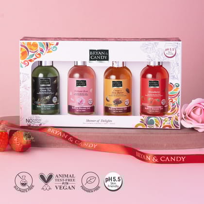 Bryan & Candy Shower Gel for Her | The Perfect Raksha Bandhan Gift For Sister | Gift Set (Pack of 4) for Clean Moisturized Skin