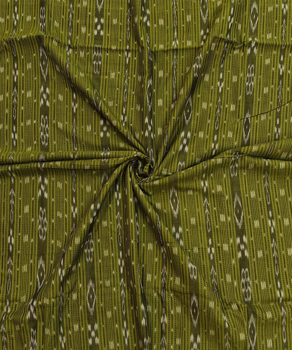 2.5m Olive Sambalpuri Handwoven Single Ikat Shirting Materials SFCSHI2271