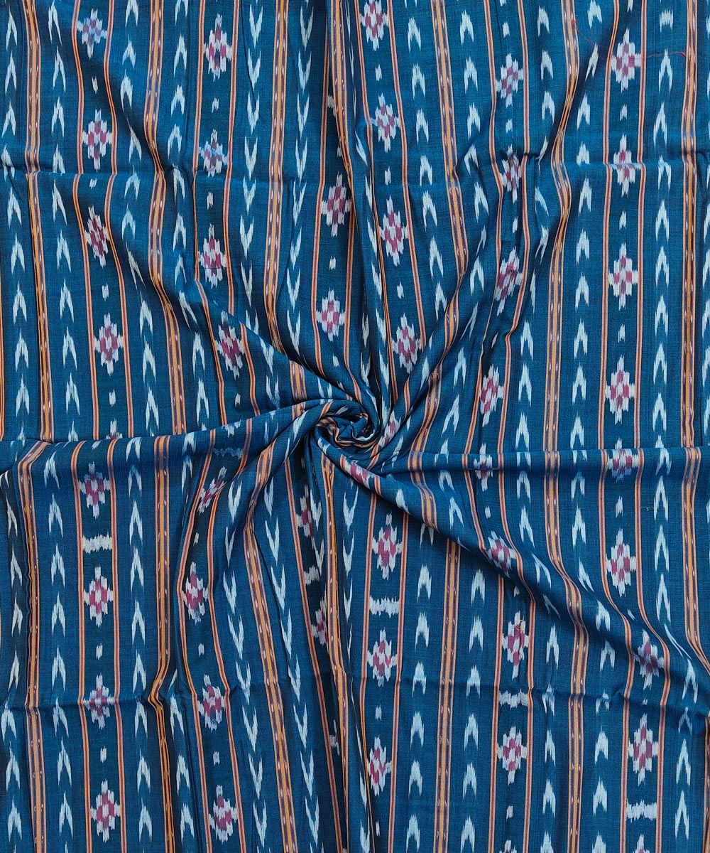 2.5m Blue Sambalpuri Handwoven Single Ikat Shirting Materials SFCSHI2292