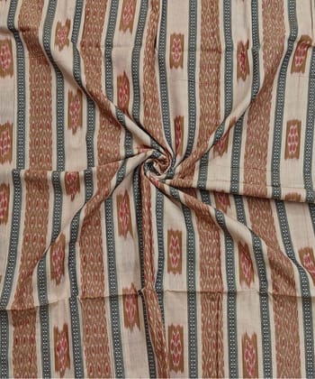 2.5m Beige Sambalpuri Handwoven Single Ikat Shirting Materials SFCSHI2298