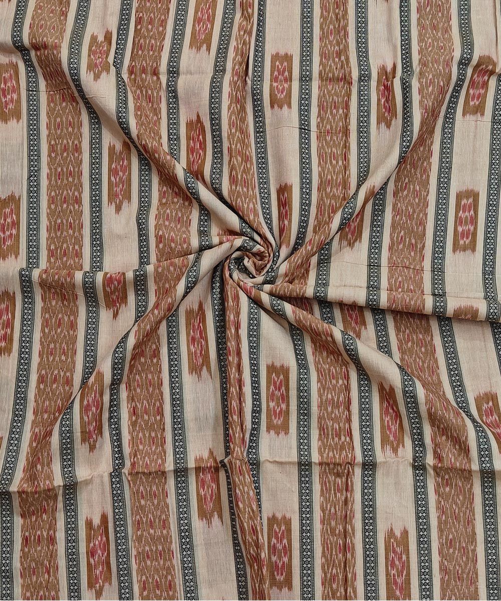 2.5m Beige Sambalpuri Handwoven Single Ikat Shirting Materials SFCSHI2298