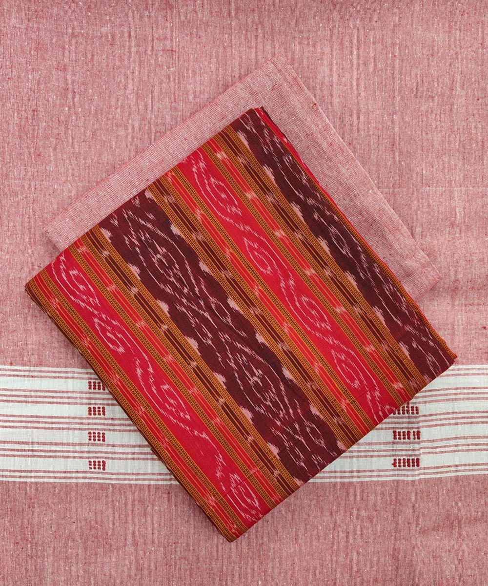 Red Sambalpuri Handwoven Single Ikat Suit SFCSUT1950